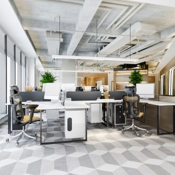3d rendering business meeting and working room on office building